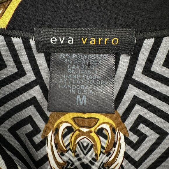 Eva Varro Tunic Top Shirt Blouse Medium Stretch Knit 3/4 Sleeve Hi Low Artsy USA - Picture 11 of 12